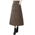 thumbnail image 1 of XAOFW Women's Skirts Carnival Solid Color A Line Quilted Thickened Winter Plaid Thermal Pencil Midi Skirt With Pockets Dance Performance Soft Breathable Skirts, 1 of 5