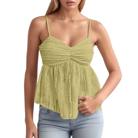 XAOFW Women's Summer Casual Tank Tops With Lace Trim Sleeveless Camisole Holiday Vacation Versatile Tops