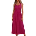 thumbnail image 1 of XAOFW Women's Summer Dresses Solid Color Sleeveless Scoop Neck Tank Dress With Pockets Party Night Soft Comfortable Sundresses, 1 of 4