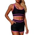 thumbnail image 1 of XAOFW Women's Swimsuit Sets High Waist Sleeveless Scoop Patchwork Top And Bottoms Tankini Swimsuits Two Piece Swimwear Swimming Surfing Soft Breathable Beachwear, 1 of 8