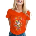 thumbnail image 1 of XAOFW Women's T-Shirts Carnival Short Sleeve Crewneck Cartoon Print T Shirt Leisure Wear Loose Fit Tee Shirts Holiday Vacation Soft Breathable Tops, 1 of 6
