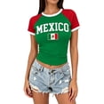 thumbnail image 1 of XAOFW Women's T Shirts Mexico Round Neck Short Sleeve Fitted Graphic T-Shirt Summer Football Soccer Game Tee Casual Everyday Wear Tops XXXL, 1 of 4