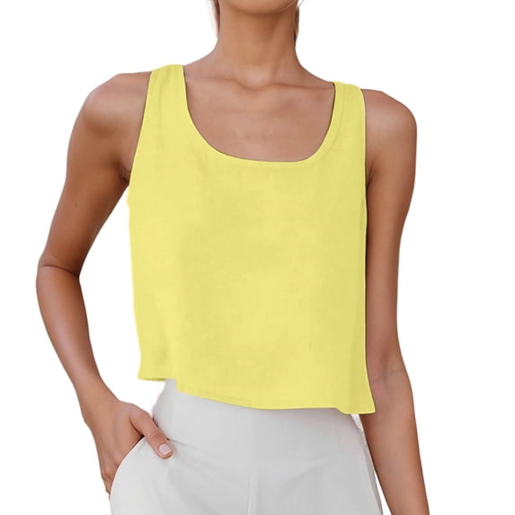 XAOFW Women's Tank Top Sleeveless Round Neck Summer Loose Fit Camisole Party Night Versatile Top