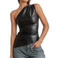 thumbnail image 1 of XAOFW Women's Tank Tops Solid Color Sleeveless Off Shoulder Vest With Zipper Daily Wear Versatile Trendy Tops, 1 of 7