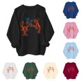 thumbnail image 1 of XAOFW Womens Sweatshirt Crewneck Long Sleeve Lobster Patterned Pullover Hoodless Sweatshirt Trendy Top L, 1 of 4