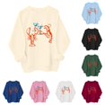thumbnail image 1 of XAOFW Womens Sweatshirt Crewneck Long Sleeve Lobster Patterned Pullover Hoodless Sweatshirt Trendy Tops L, 1 of 4