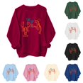 thumbnail image 1 of XAOFW Womens Sweatshirt Crewneck Long Sleeve Lobster Patterned Pullover Hoodless Sweatshirt Versatile Top XXL, 1 of 3