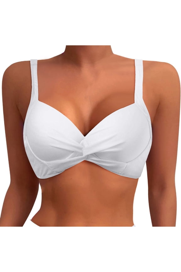 XAOFW Womens Underwire Bikini Tops Push Up Bathing Suit Top Padded Bra Swimsuit Tops Beach Pool Party Comfortable Beachwear Tops