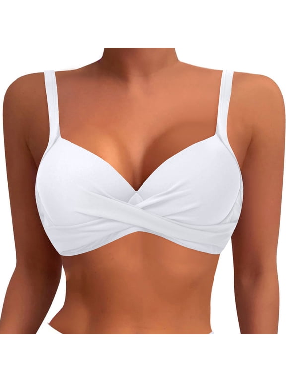 XAOFW Womens Underwire Bikini Tops Push Up Swim Top Bra Padded Swimsuit Tops Bathing Suit Tops Water Sports Comfortable Swimwear Tops