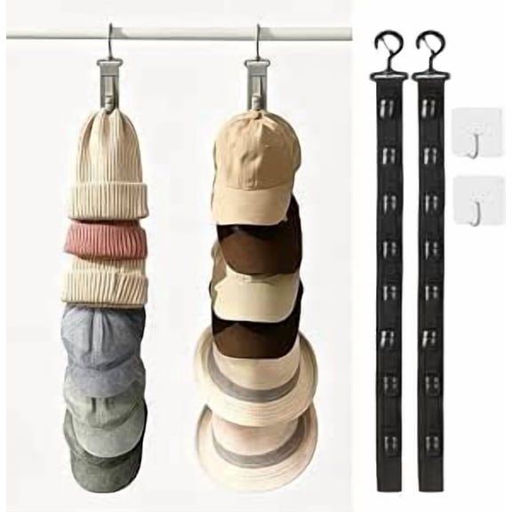 XAOUS 8-Clip Wall Mount Hat Rack – Helps Save Space, for Bedroom, Closet (black,2pcs)