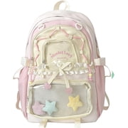 XAOUS Kawaii ita Backpack - Cute Backpack Coquette Aesthetic Back Pack Y2K Daypack with Clear Pockets with Clear Pockets Pink