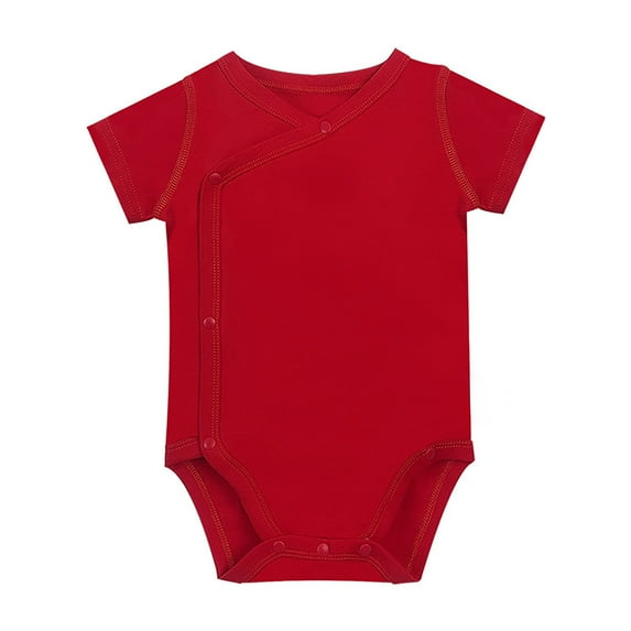 XAOWF Baby Boys Girls Bodysuit Solid Color Round Neck Soft Breathable Short Sleeve T-Shirt Romper Daily Wear Lovely Leisure Rompers 9-12 Months