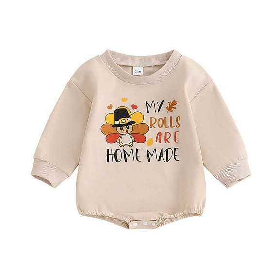 XAOWF Baby Boys Girls Romper Turkey Embroidery Printed Long Sleeve Fashion Casual Loose Fit Bodysuit Lovely Leisure Rompers 6-12 Months