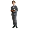 thumbnail image 1 of XAOWF Child Boys Suit Set Formal Solid Color Slim Fit Tops And Casual Pants Outfit For Kids Performance Wedding Party Piano Recital Speech Outfit 2-15 Years Stylish Leisure Outfit, 1 of 9