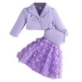 thumbnail image 1 of XAOWF Child Girls Casual 2 Piece Sets Fashion Solid Color Turndown Collar Top With Dress School Party Wear Outfits Relaxed Fit Trendy Clothes Outfits 2-3 Years, 1 of 7