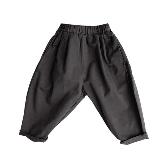 XAOWF Child Toddlers Boys Casual Pants Solid Color Loose Fit Woven Fashion Slacks Western Literary Style 2-8 Years Stylish Relaxed Fit Trousers