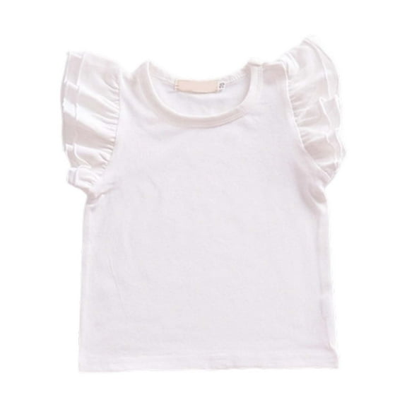 XAOWF Child Toddlers Girls Summer Tee Solid Color Floral Lace Printed Short Sleeve Comfortable T-Shirt Everyday Outdoor Activities Leisure Stylish Tops 3-4 Years