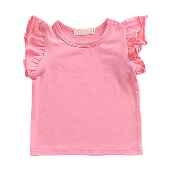 XAOWF Child Toddlers Girls Summer Tee Solid Color Floral Lace Printed Short Sleeve Comfortable T-Shirt Everyday Outdoor Activities Relaxed Fit Versatile Tops 9-12 Months