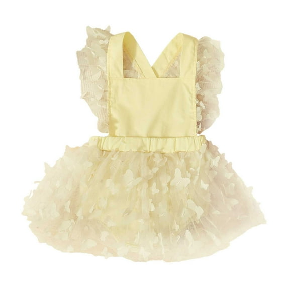 XAOWF Girls Fly Short Sleeve Romper Solid Color Casual Fashion Mesh Butterfly Bodysuit Dress Lovely Leisure Rompers 6-9 Months