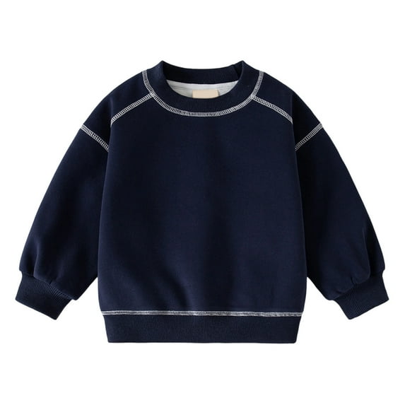 XAOWF Kids Boys Round Color Sweatshirt Fashion Contrast Stitching Casual Long Sleeve Comfortable Pullover For Daily Wear Teen Boy Stylish Tops 2025 8-10 Years