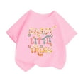thumbnail image 1 of XAOWF Kids Girls Summer Casual T Shirt Round Neck Loose Fit Comfortable Cute Fashion Letter Printed Short Sleeve Tee Relaxed Fit Versatile Tops 6-8 Years, 1 of 4
