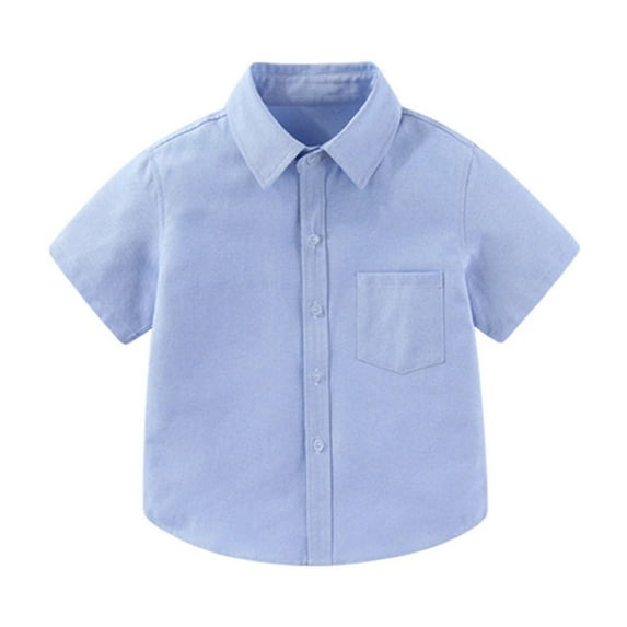 XAOWF Kids Toddlers Boys Button Down Shirts Turndown Collar Solid Color Loose Fit Comfortable Short Sleeve T Shirt Teen Boy Stylish Tops 2025 3-4 Years
