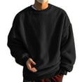 thumbnail image 1 of XAOWF Men'S Casual Plush Sweatshirt Round Neck Solid Color Drop Sleeve Loose Fit Simple Stylish Pullover Everyday Wear 2025 Autumn Comfort Breathable Tops, 1 of 6