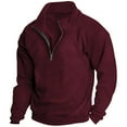 thumbnail image 1 of XAOWF Men'S Casual Quarter-Zip Sweatshirt Solid Color Henley Neck Soft Warm Long Sleeve Stylish Pullover Everyday Workout 2025 Autumn Comfort Breathable Tops, 1 of 4