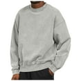 thumbnail image 1 of XAOWF Men'S Casual Solid Color Sweatshirt Vintage Wash Round Neck Loose Fit Drop Sleeve Stylish Pullover Street Style 2025 Autumn Comfort Breathable Tops, 1 of 6