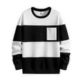 thumbnail image 1 of XAOWF Men'S Casual Striped Sweatshirt Round Neck Basic Long Sleeve Loose Fit Stylish Pullover With Pocket Street Style 2025 Autumn Comfort Breathable Tops, 1 of 7