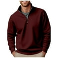 thumbnail image 1 of XAOWF Men'S Casual Sweatshirt Solid Color Turndown Collar Long Sleeve Slim Fit Basic Stylish Pullover Everyday Commute 2025 Autumn Versatile Trendy Tops, 1 of 6