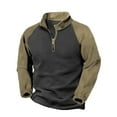 thumbnail image 1 of XAOWF Men'S Half Zip Casual Sweatshirt Stand Collar Plush Long Sleeve Stylish Pullover With Side Pocket Tactical Style 2025 Autumn Comfort Breathable Tops, 1 of 3