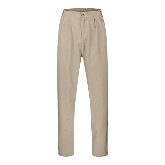 XAOWF Men'S Loose Fit Casual Pants Solid Color Comfortable Breathable Wide Leg Slacks For Everyday Wear 2025 Versatile Trendy Trousers