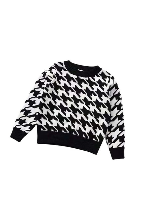 Toddler Kids Boys Sweaters Cute Fashion Geometric Graphic Round Neck Long Sleeve Knitted Knitwear Leisure Stylish Tops 5-6 Years