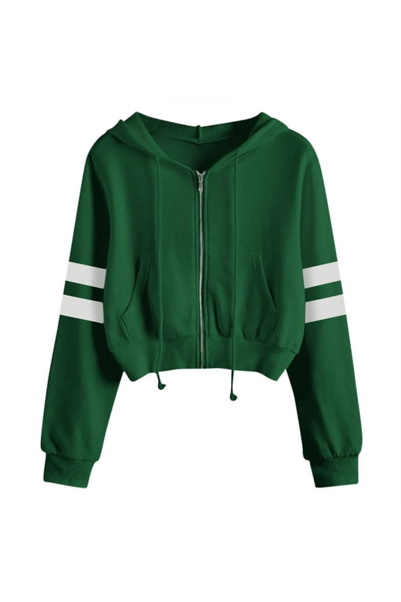 Women'S Casual Hoodie Striped Long Sleeve Slim Fit Lightweight Fashion Crop Sweatshirt Y2K Style Street Vibe Fall Versatile Pullover 2025