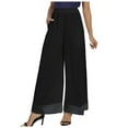 thumbnail image 1 of XAOWF Women'S Chiffon Wide Leg Palazzo Pants High Elastic Waist Fashion Solid Color Casual Business Flowy Slacks Trousers For Women Leisure, 1 of 7