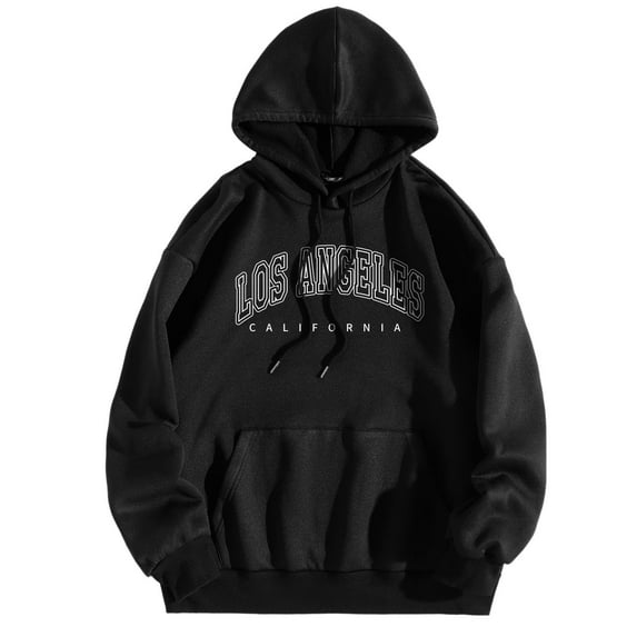 XAOWF Women'S City Name Print Hooded Casual Crewneck Loose Fit Long Sleeve Fashionable Sweatshirt With Kangaroo Pocket Street Style 2025 Versatile Trendy Pullover