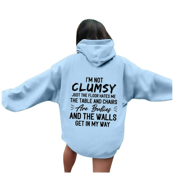 XAOWF Women'S Letter Printed Casual Hoodie Long Sleeve Loose Fit Fashionable Sweatshirt With Pockets Street Style 2025 Comfort Breathable Pullover