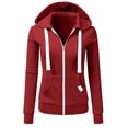 thumbnail image 1 of XAOWF Women'S Zip-Up Hooded Casual Solid Color Long Sleeve Slim Fit Sweatshirt With Pockets Everyday Wear Commute 2025 Versatile Trendy Pullover, 1 of 3