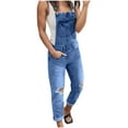 thumbnail image 1 of XAOWF Womens Casual Denim Overalls Fashion Washed Distressed Ripped Loose Fit Comfortable Suspender Jeans Trousers Pants For Women Plus Size, 1 of 6