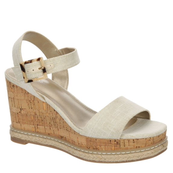 XAPPEAL Carmen - Women's Open Toe Wedge Heel Ankle Strap Platform Summer Sandals Nude, Size 8.5 Medium Width