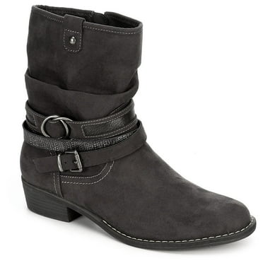 XAPPEAL  Womens Shin High Low Heel Slouch Boot Shoes, Dark Grey 7