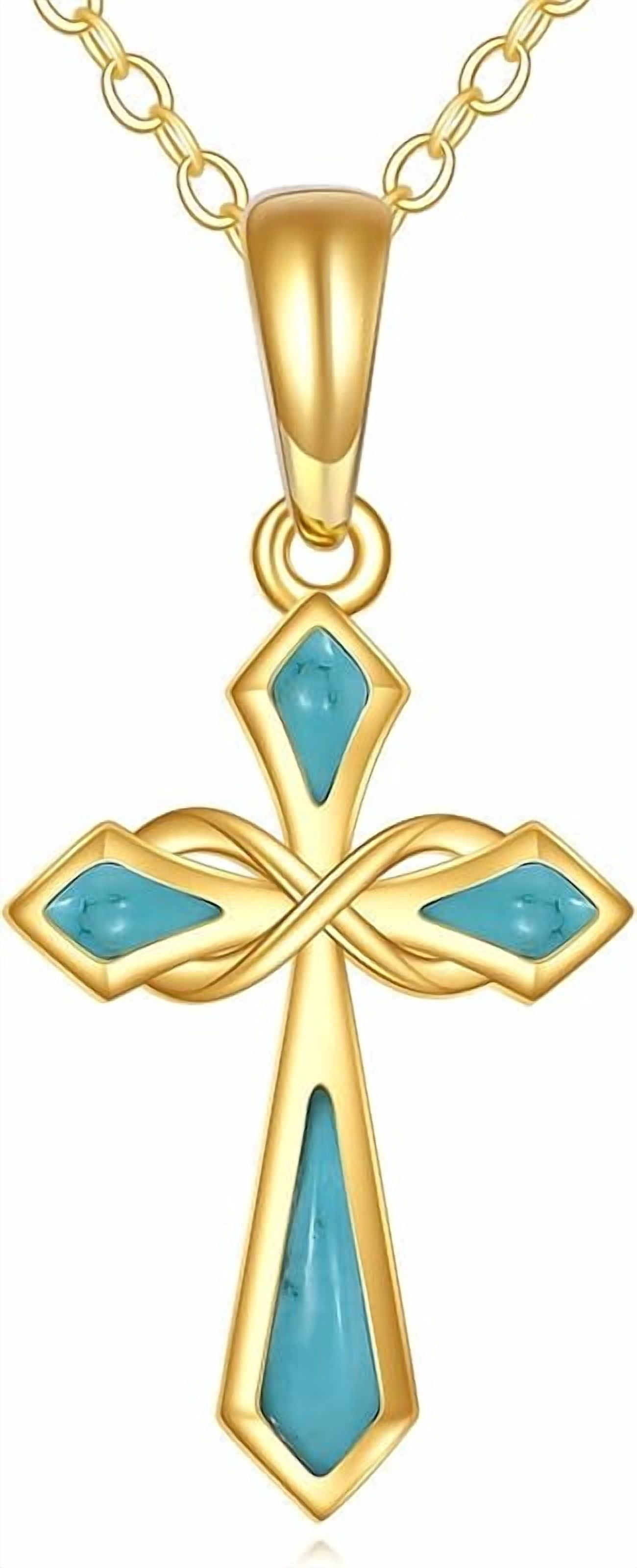 XATENJE 14k Solid Gold Cross Necklace 14k Real Gold Pendant Necklaces Jewelry Gifts For Women