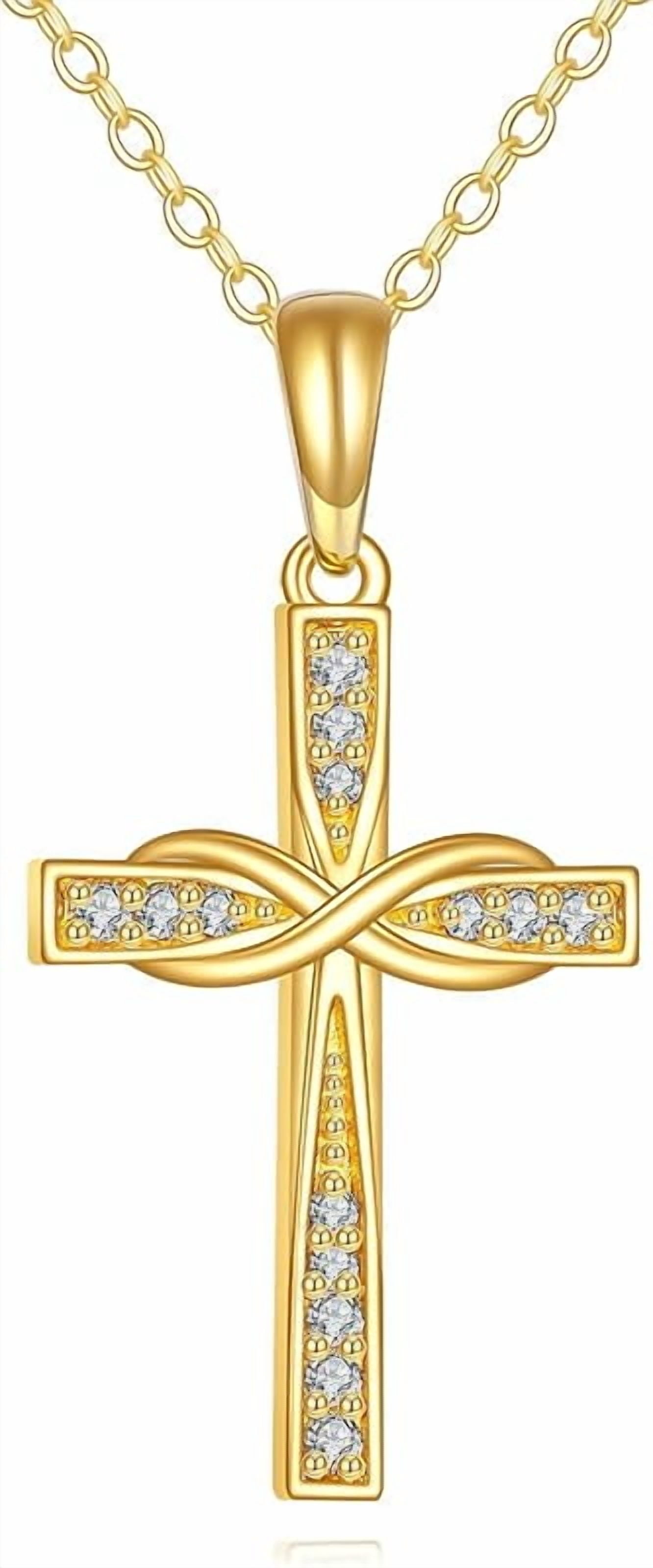 XATENJE 14k Solid Gold Cross Necklace 14k Real Gold Pendant Necklaces Jewelry Gifts For Women