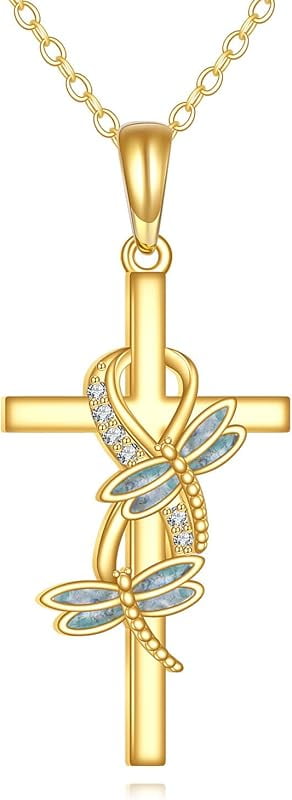 XATENJE 14k Solid Gold Cross Necklace 14k Real Gold Pendant Necklaces Jewelry Gifts For Women