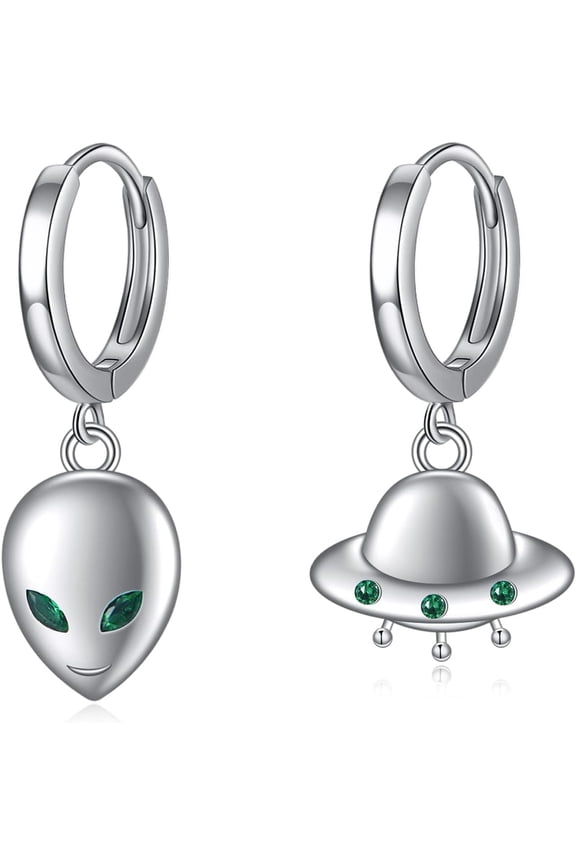 Alien Earrings 925 Sterling Silver UFO Alien Earrings Space Jewelry Gifts For Women Men