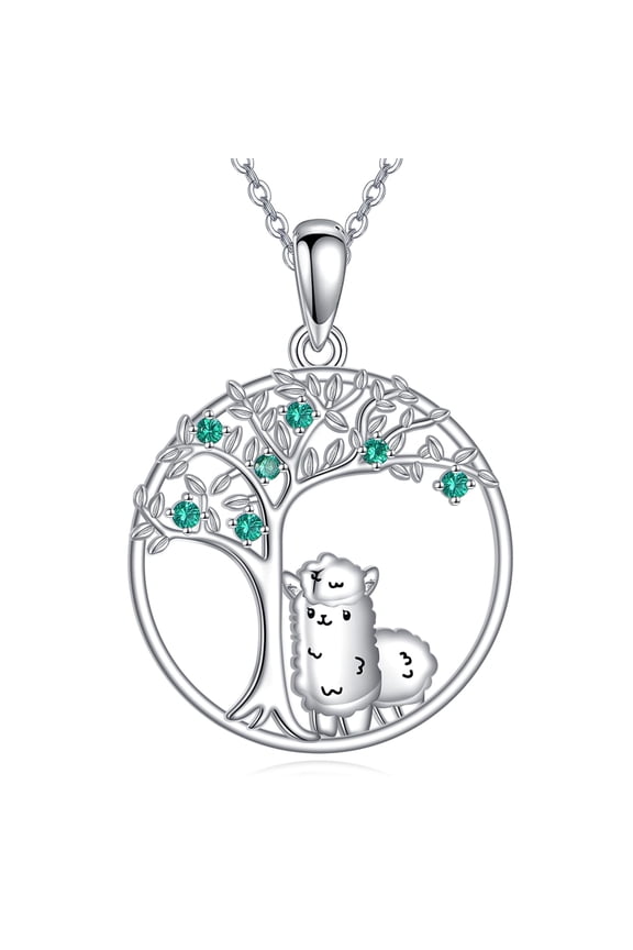 Alpaca Necklace S925 Sterling Silver Tree of Life Llama Pendant Necklaces Animal Jewelry Gifts for Women Alpaca Lovers