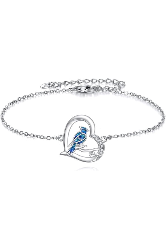 Animal Bracelet 925 Sterling Sliver Blue Jay Bracelet Jewelry Gift for Women