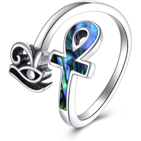 XATENJE Ankh Ring 925 Sterling Silver Eye of Horus Ring Egyptian Ring Jewelry for Women