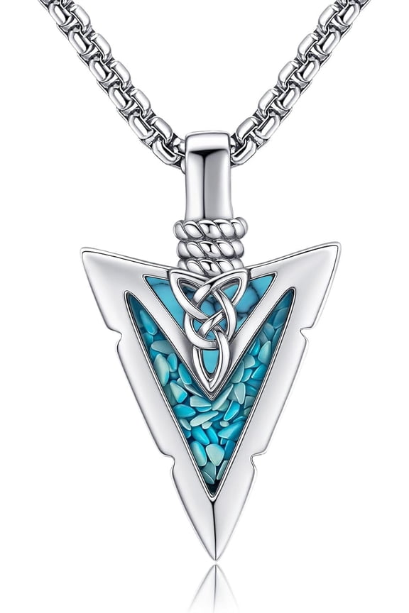 Arrowhead Necklace 925 Sterling Silver Turquoise Viking Arrowhead Pendant Necklace Viking Jewelry for Women Men